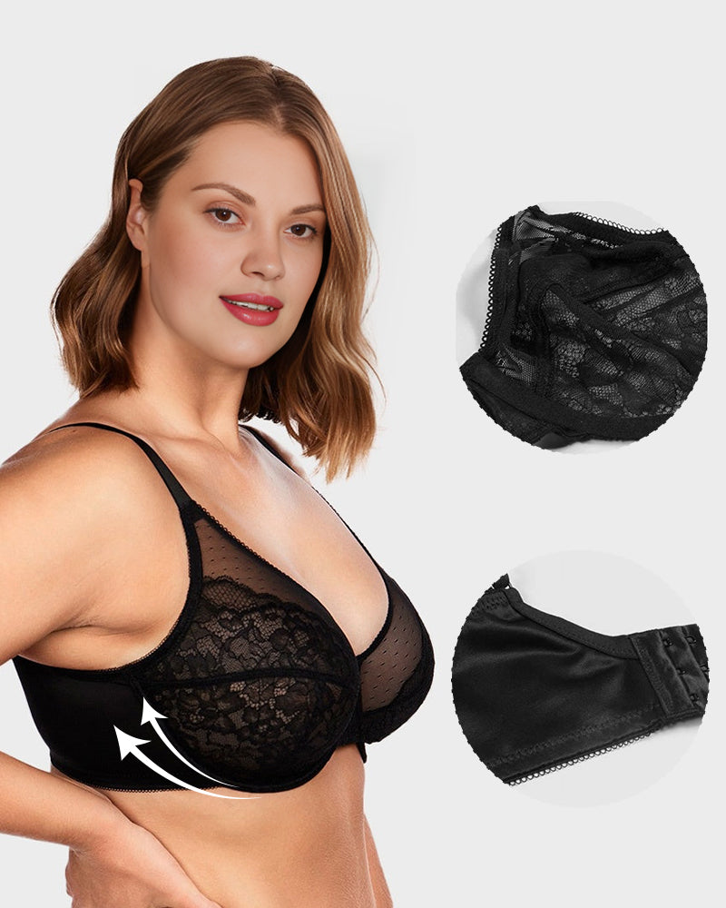 Full Coverage Lace Minimizer Bra - Petal-16