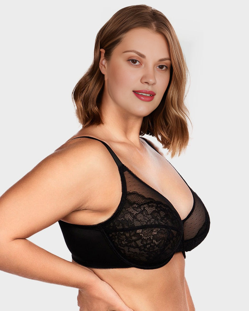 Full Coverage Lace Minimizer Bra - Petal-2