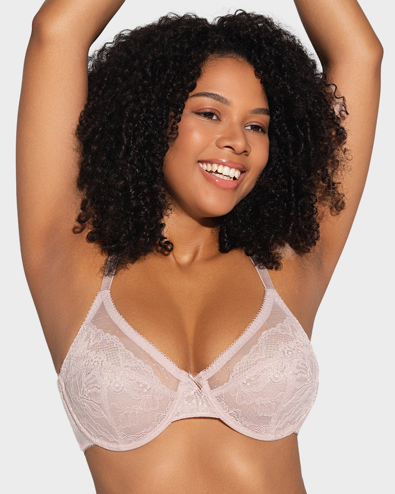 Full Coverage Lace Minimizer Bra - Petal-11