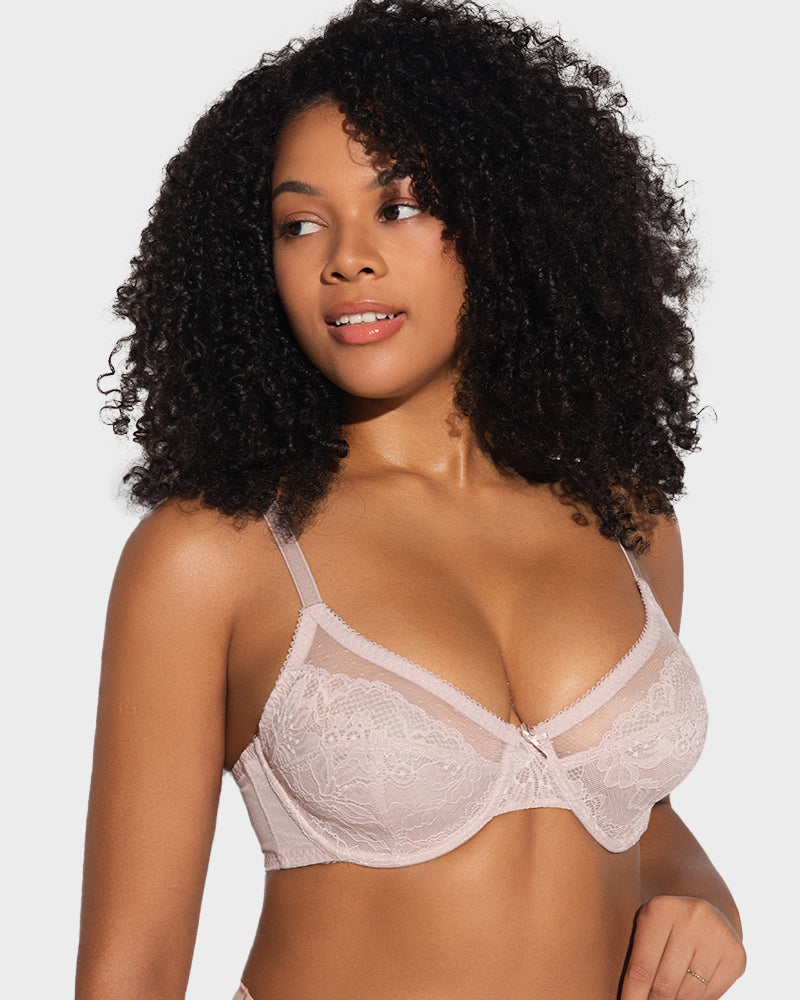 Full Coverage Lace Minimizer Bra - Petal-12