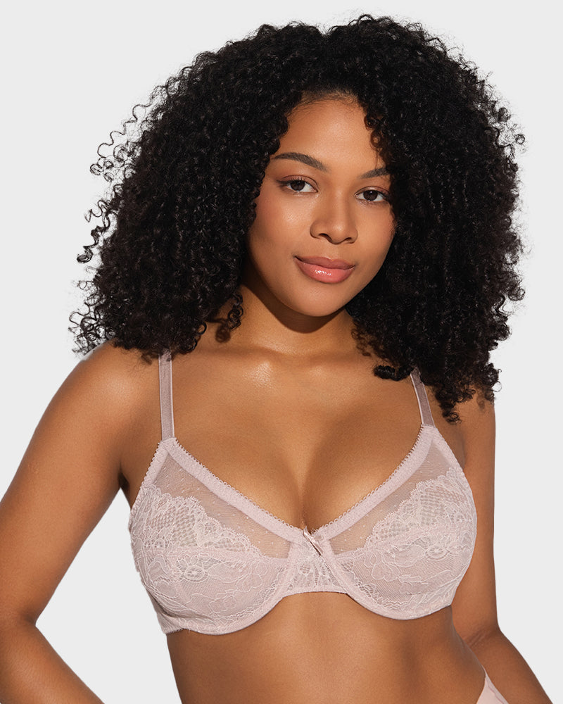 Full Coverage Lace Minimizer Bra - Petal-9