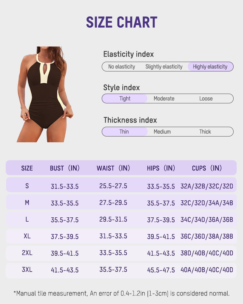 Full Coverage Retro Color Block Swimwear-44
