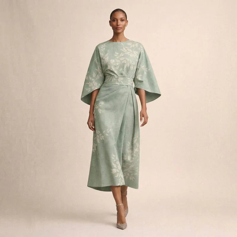 CLEMENTINE | Floral Midi with Sculpted Waist and Airy Elegance-4