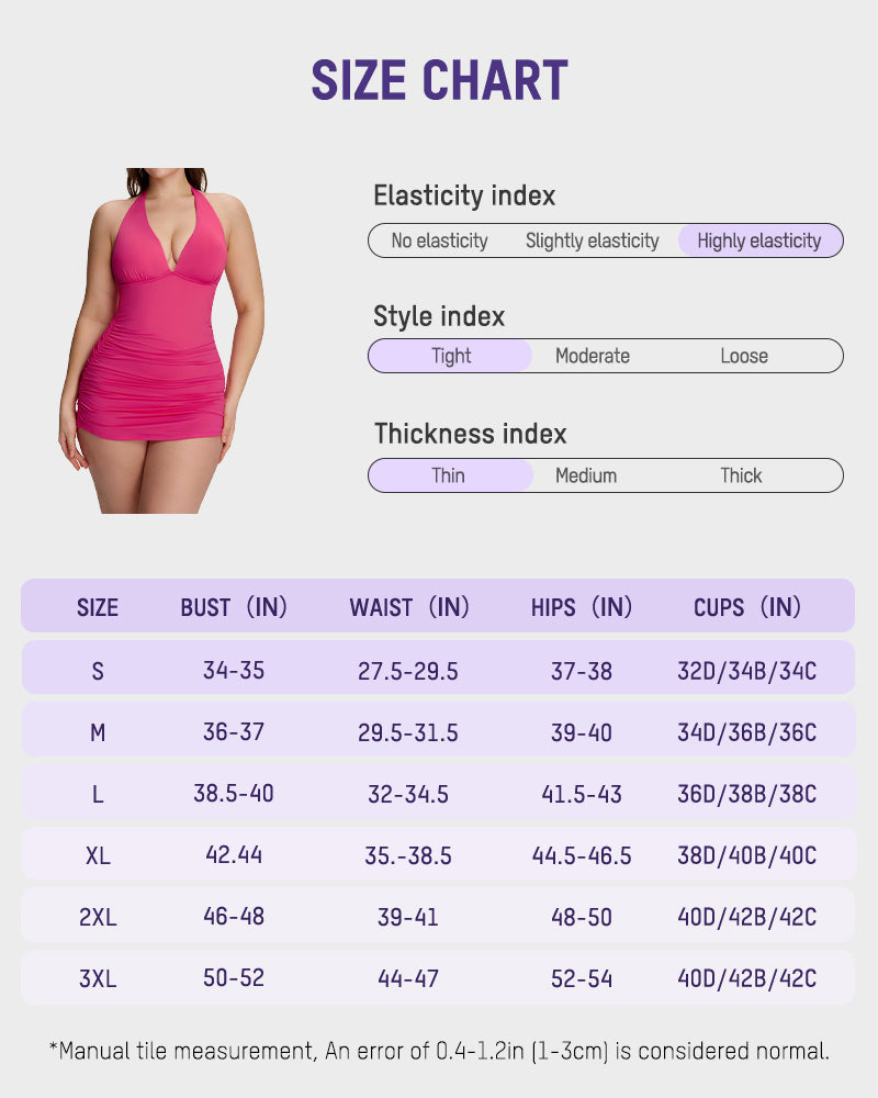 Halter V-Neck Sculpting Swim Dress – 2-Piece Set-18