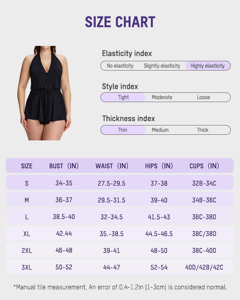 Halter V-Neck Tummy Control Swim Romper-18