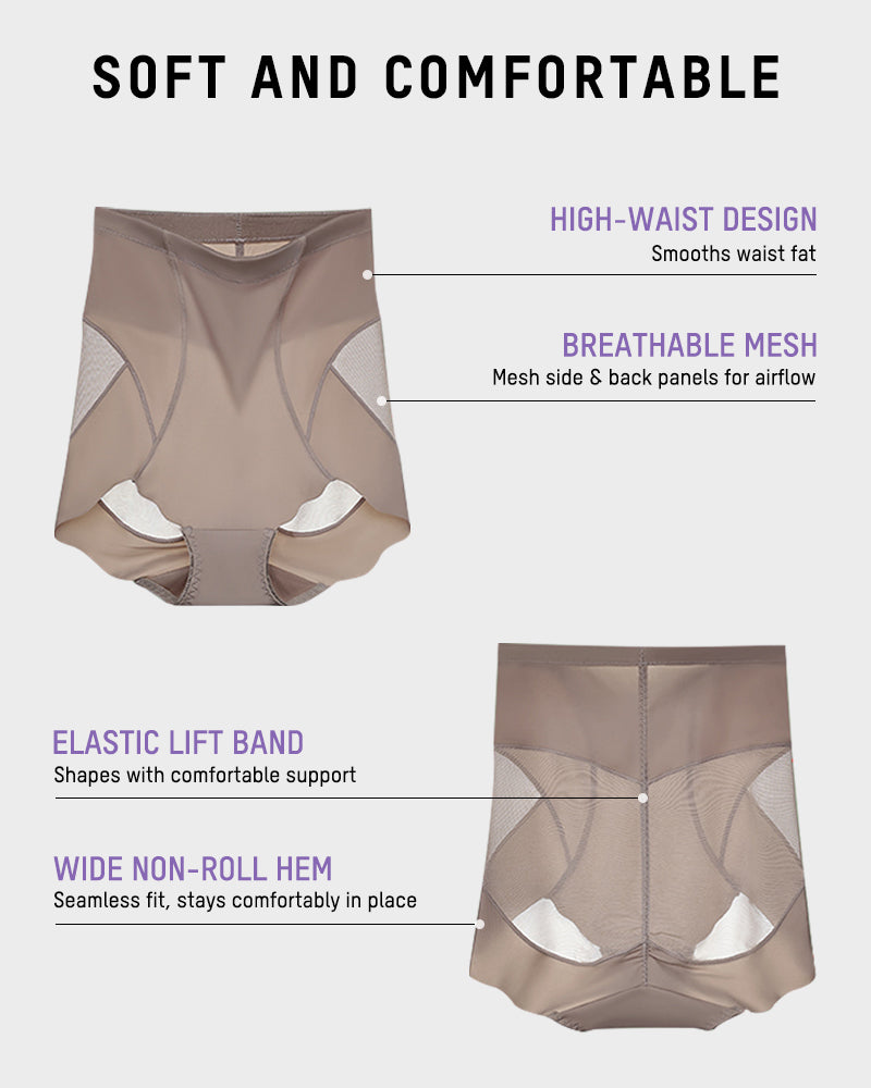 High-Waist Invisible Mesh Strong Shaping Panties (3 Pack)-5