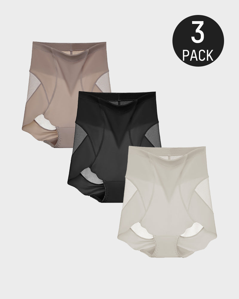 High-Waist Invisible Mesh Strong Shaping Panties (3 Pack)-1