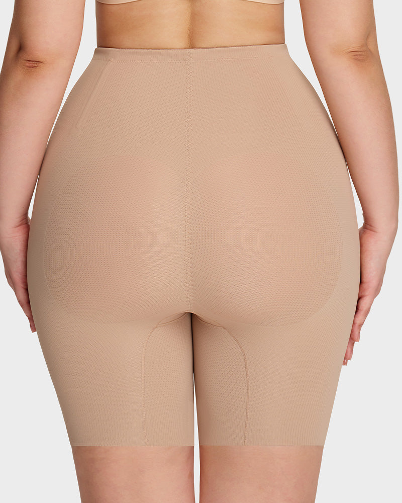 High-Waist Zip-Up Tummy Control Shaping Shorts-4