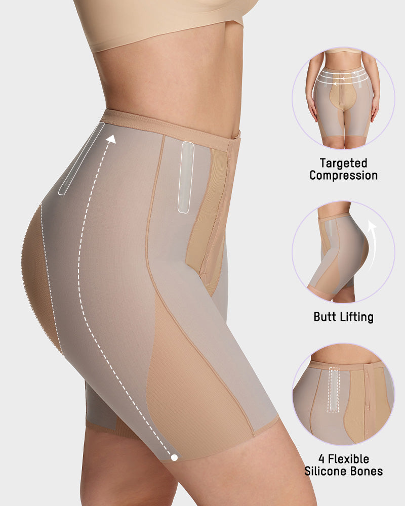 High-Waist Zip-Up Tummy Control Shaping Shorts-6