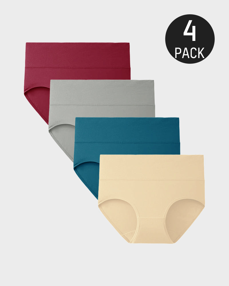High-Waisted Full Coverage Cotton Briefs(4 pack)-15