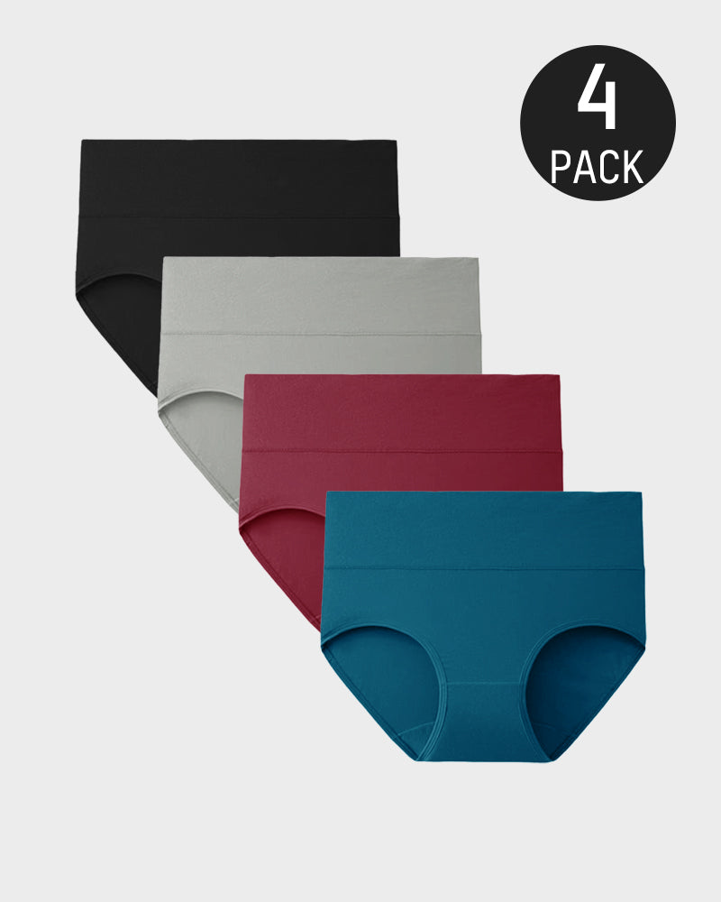 High-Waisted Full Coverage Cotton Briefs(4 pack)-14