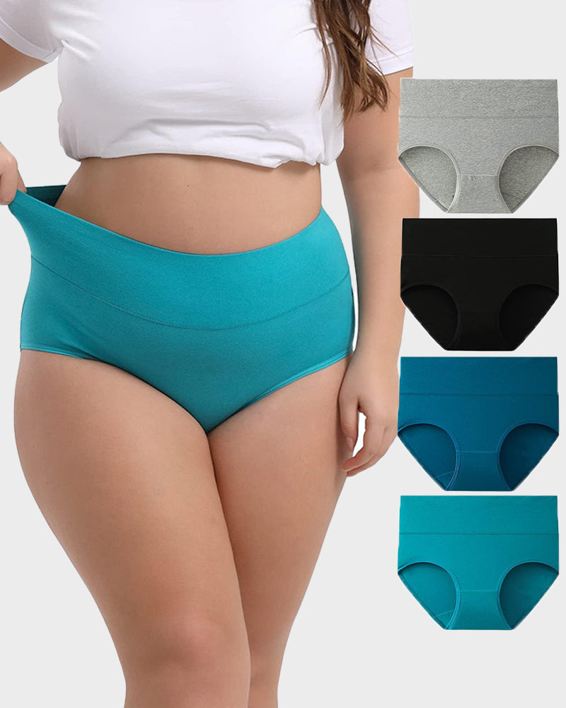 High-Waisted Full Coverage Cotton Briefs(4 pack)-3