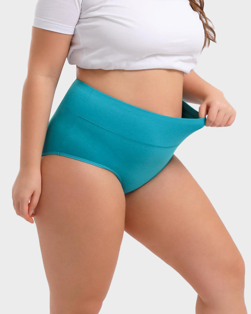 High-Waisted Full Coverage Cotton Briefs(4 pack)-2