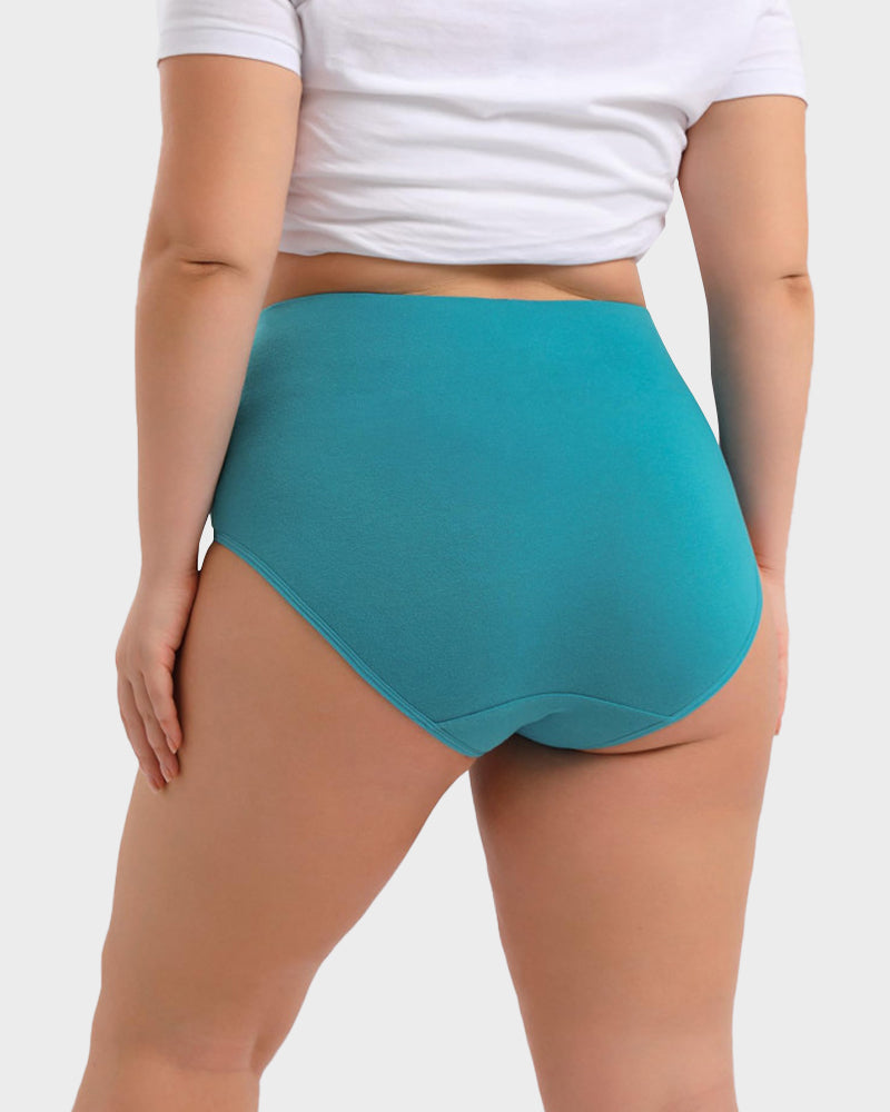 High-Waisted Full Coverage Cotton Briefs(4 pack)-5