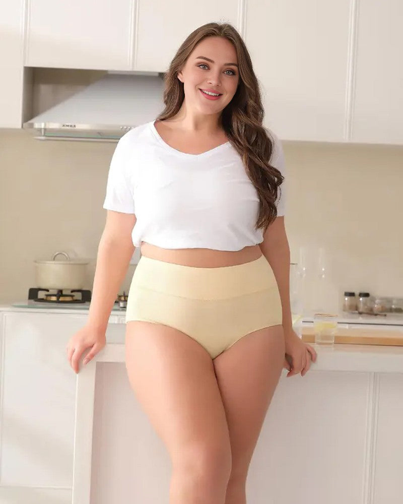 High-Waisted Full Coverage Cotton Briefs(4 pack)-11