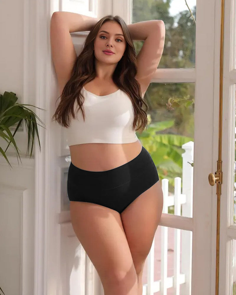High-Waisted Full Coverage Cotton Briefs(4 pack)-7