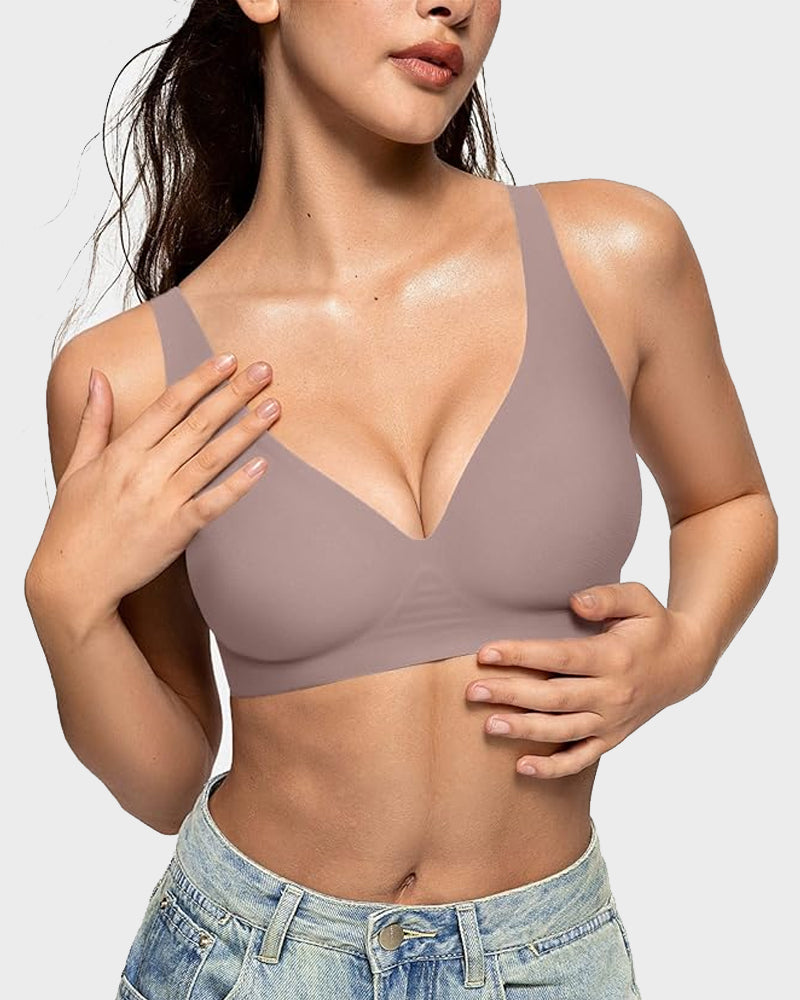 Seamless Deep V Push-Up Wireless Bra-5
