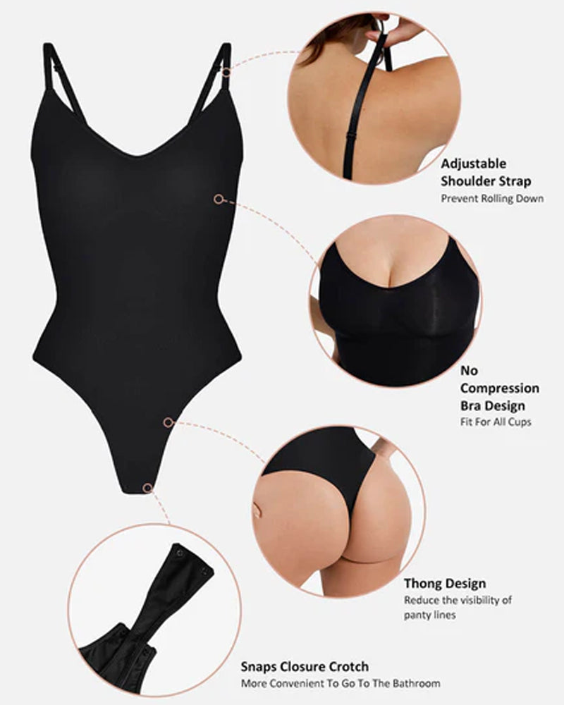 Tummy Control Bodysuit Seamless Sculpting Snatched Waist Body Suit Thong-6