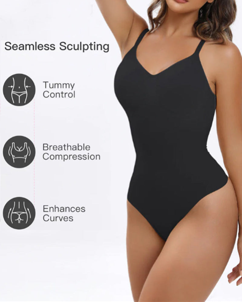 Tummy Control Bodysuit Seamless Sculpting Snatched Waist Body Suit Thong-5