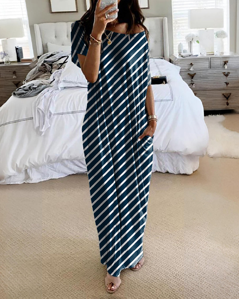 Off-Shoulder Batwing Sleeve Maxi Dress-1