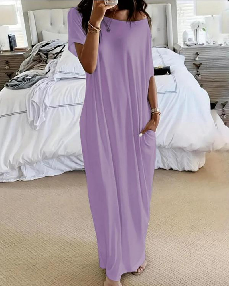 Off-Shoulder Batwing Sleeve Maxi Dress-5