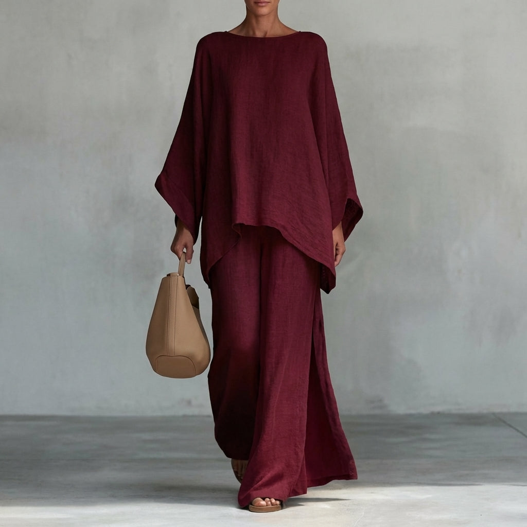 Cristina | Soft Two-Piece Set with Long Sleeves and Wide Pants-4