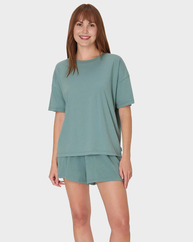 2 Piece Lounge Set Comfywear Supersoft Boxy T-shirt & Sleep Shorts Loungewear-13