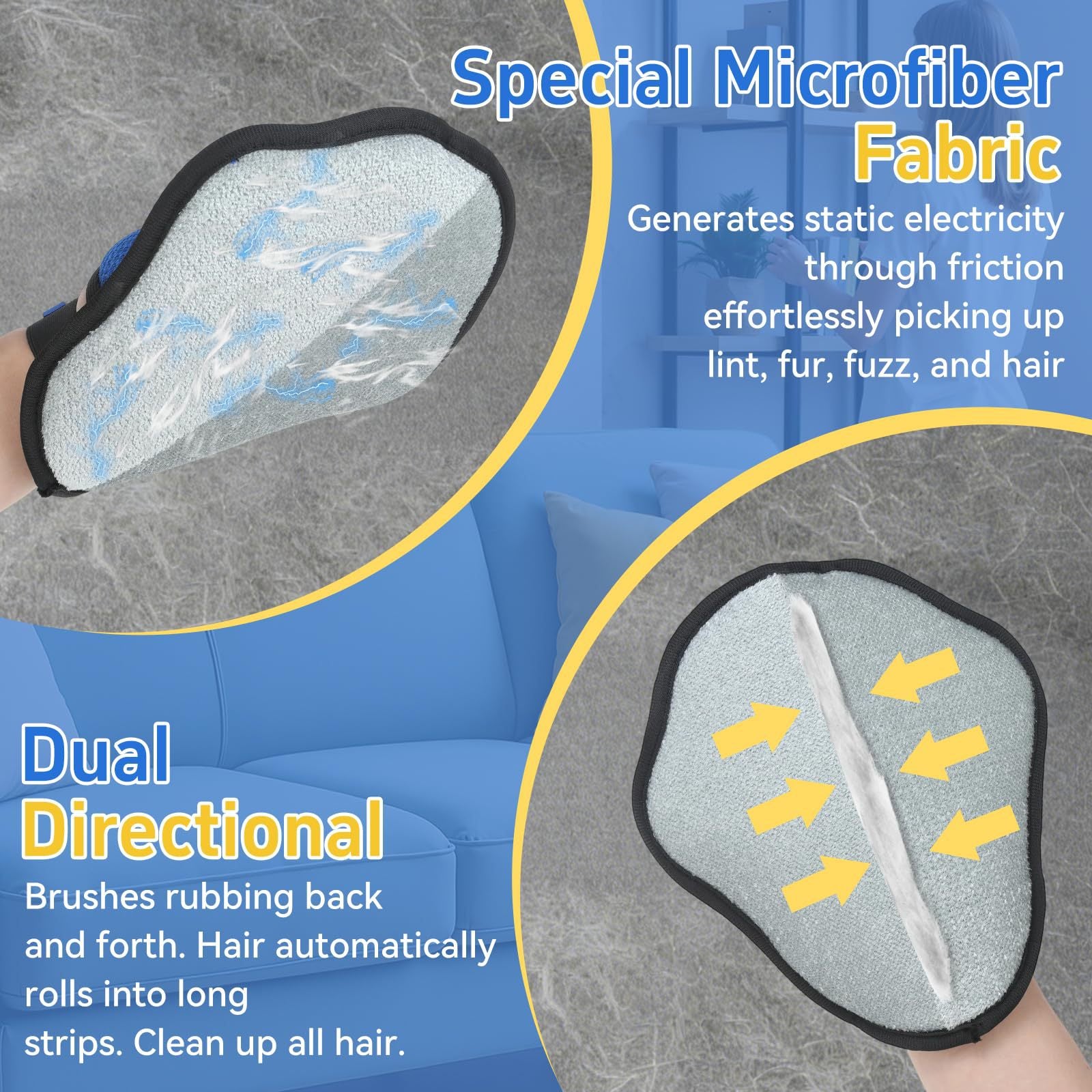Pet Static Hair Removal Glove Hair Remover Ultimate Cat Hair Cleaning Tool-4