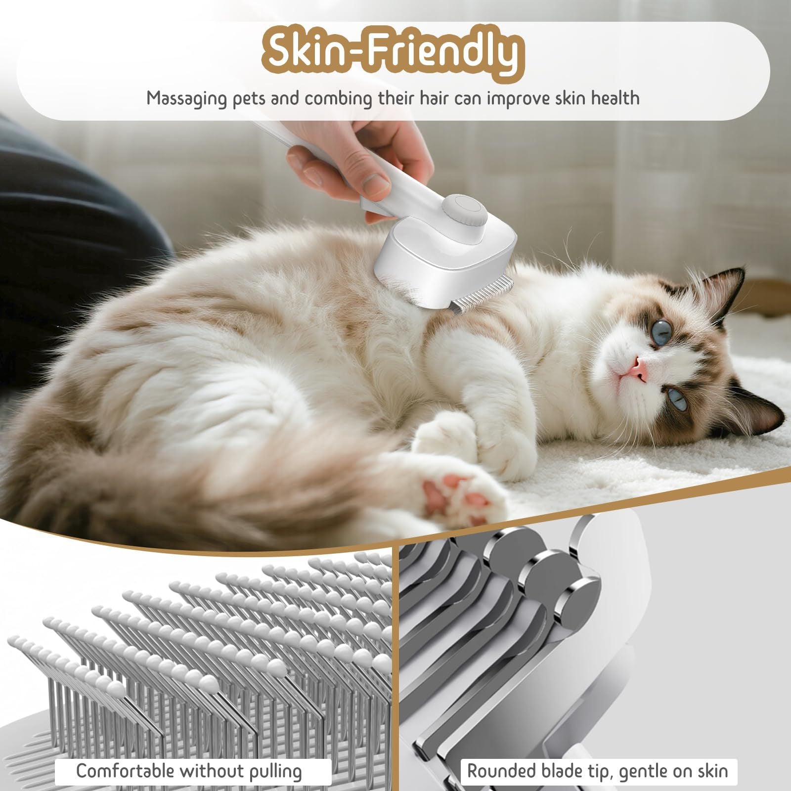 Adjustable Bristle Length Pet Comb Suitable for Medium and Long-haired Cats and Dogs-3