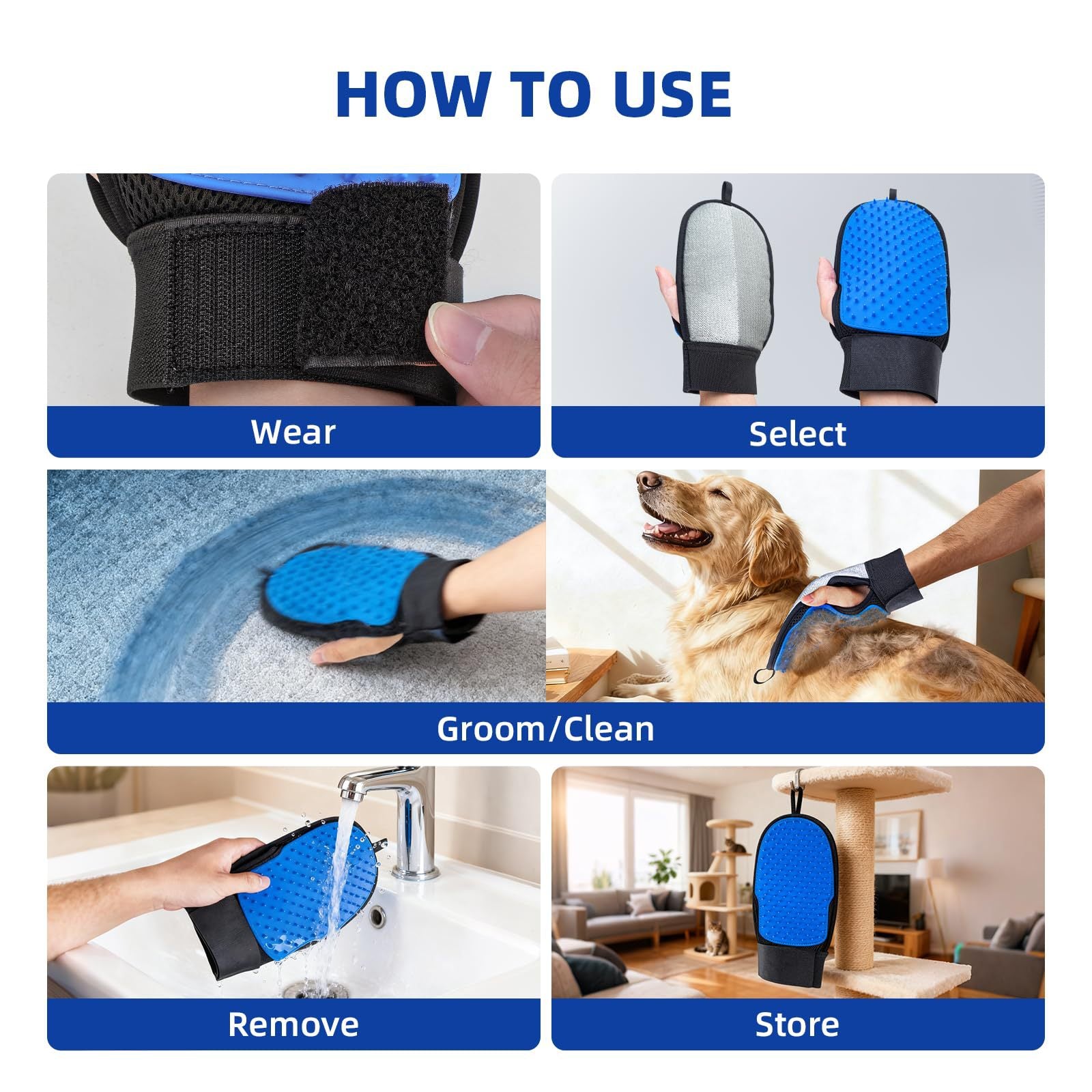 Pet Static Hair Removal Glove Hair Remover Ultimate Cat Hair Cleaning Tool-4