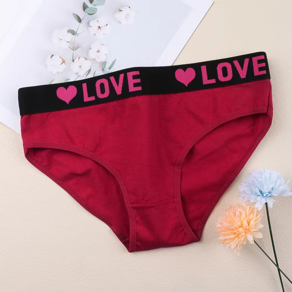 Women's Soft Breathable Heart Tape Panties-7