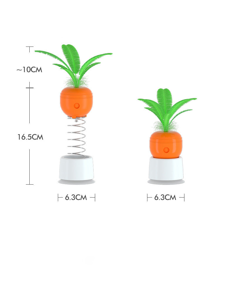 Cat Toy Puzzle Carrot Food Dispenser Suction Cup Spring Teaser-3