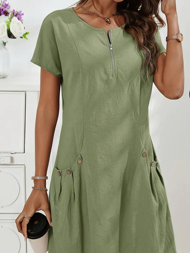 MARIELLA | Summer Dress with Elegant Zipper, Practical Pockets, and Daily Comfort-5