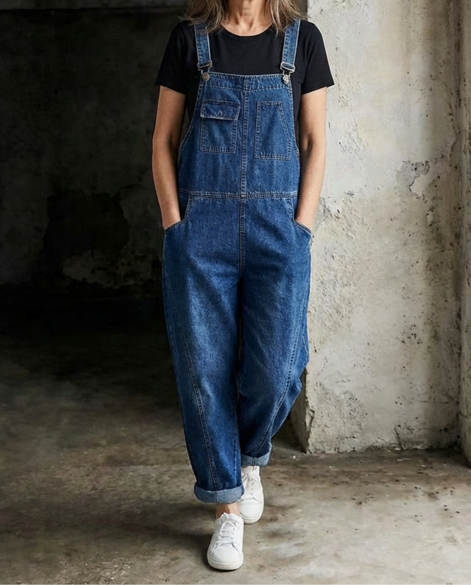 Jade | Baggy Bib Denim Overalls-1