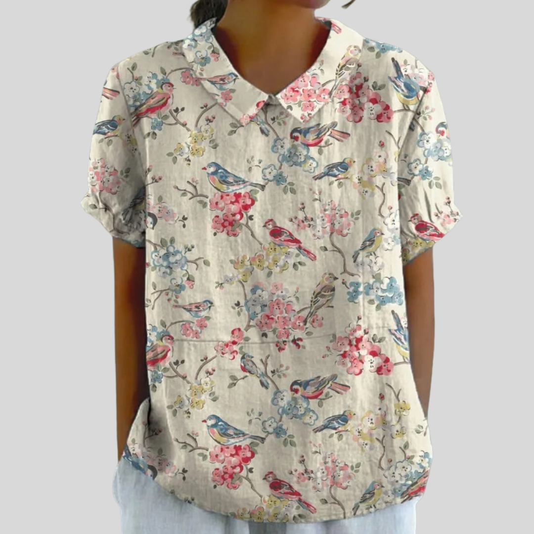 Vicki | Bird & Flower Print Blouse
