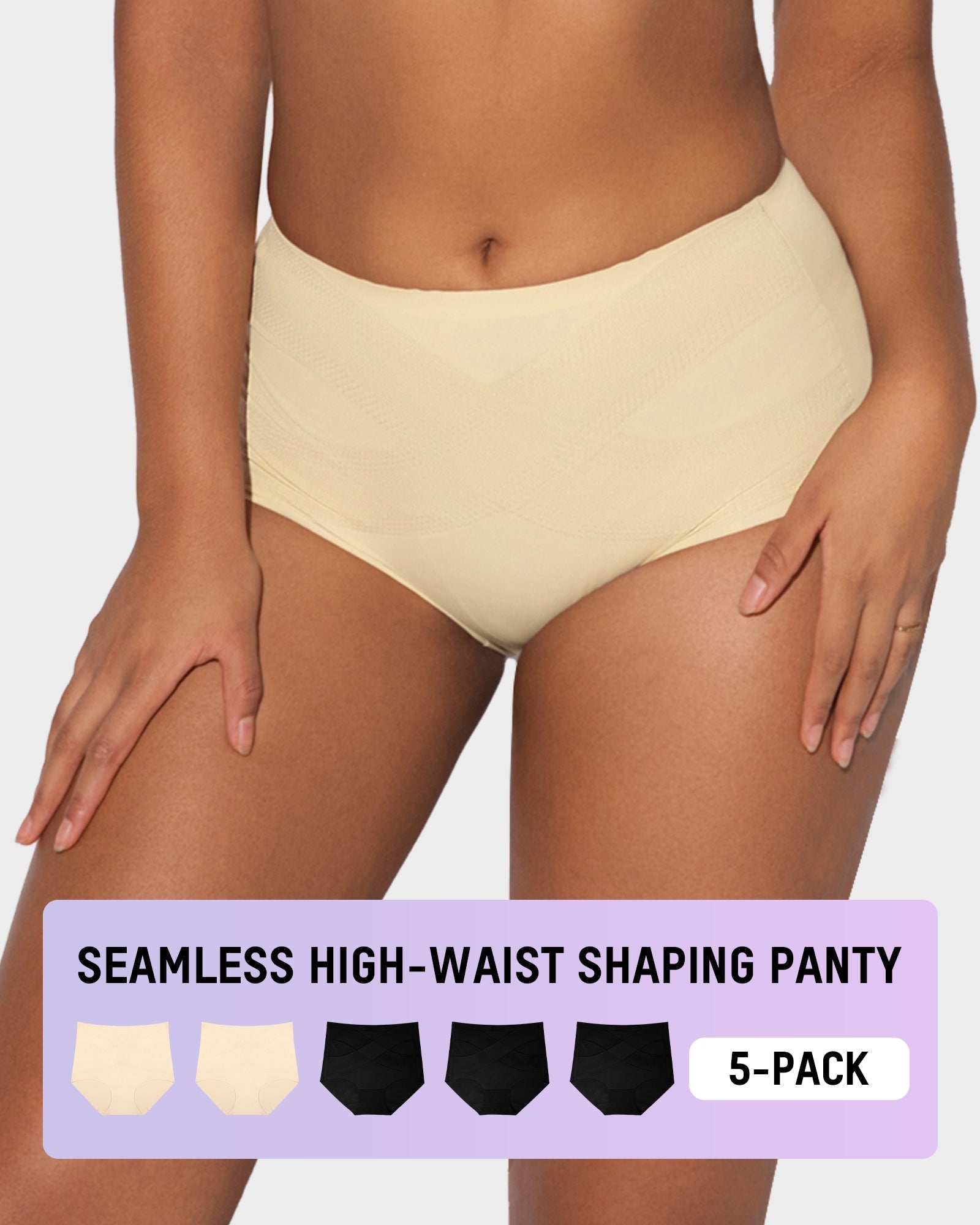 Seamless Tummy Control High-Waist Panties (5 Pack)-1