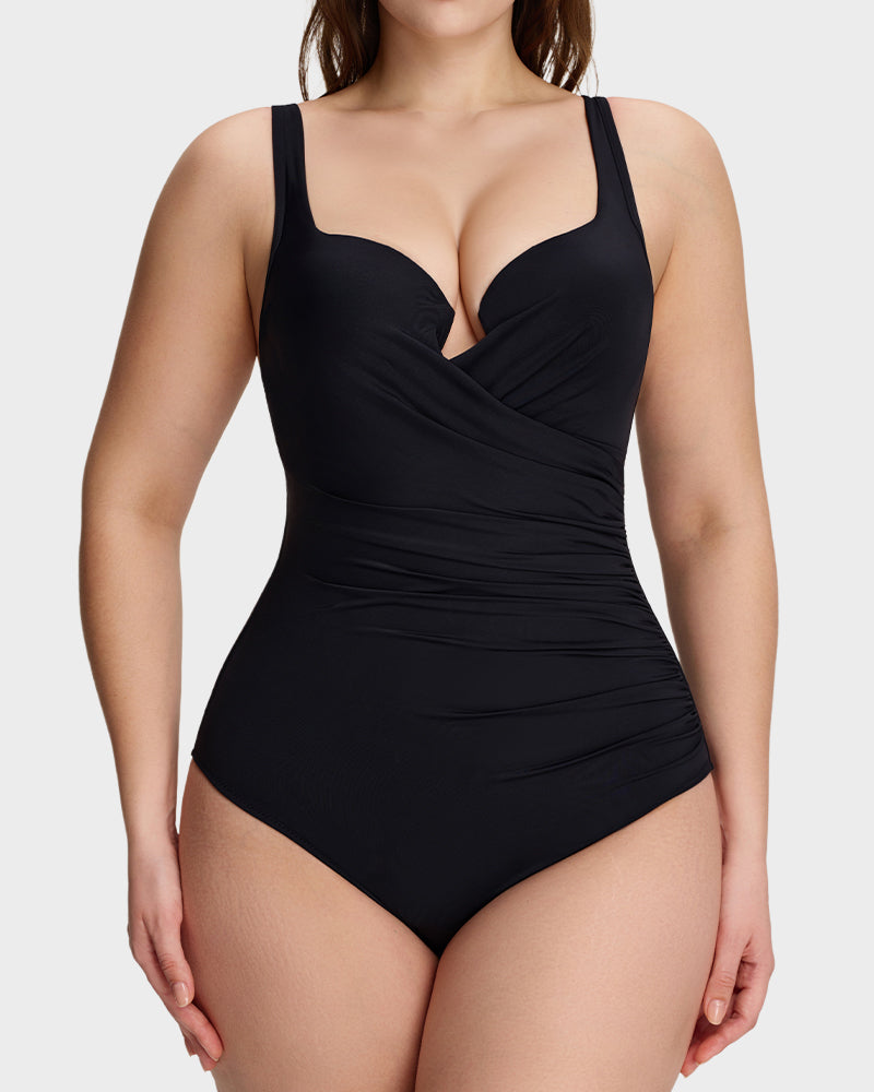 Plunge Underwire Tummy Control One-Piece Swimsuit-16