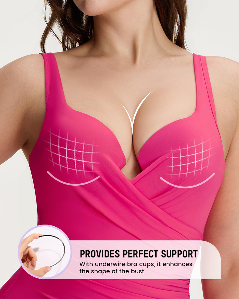 Plunge Underwire Tummy Control One-Piece Swimsuit-12