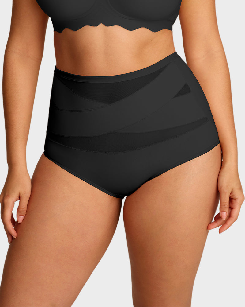 Plus-Size High-Waist Cross Tummy Control Panties-6