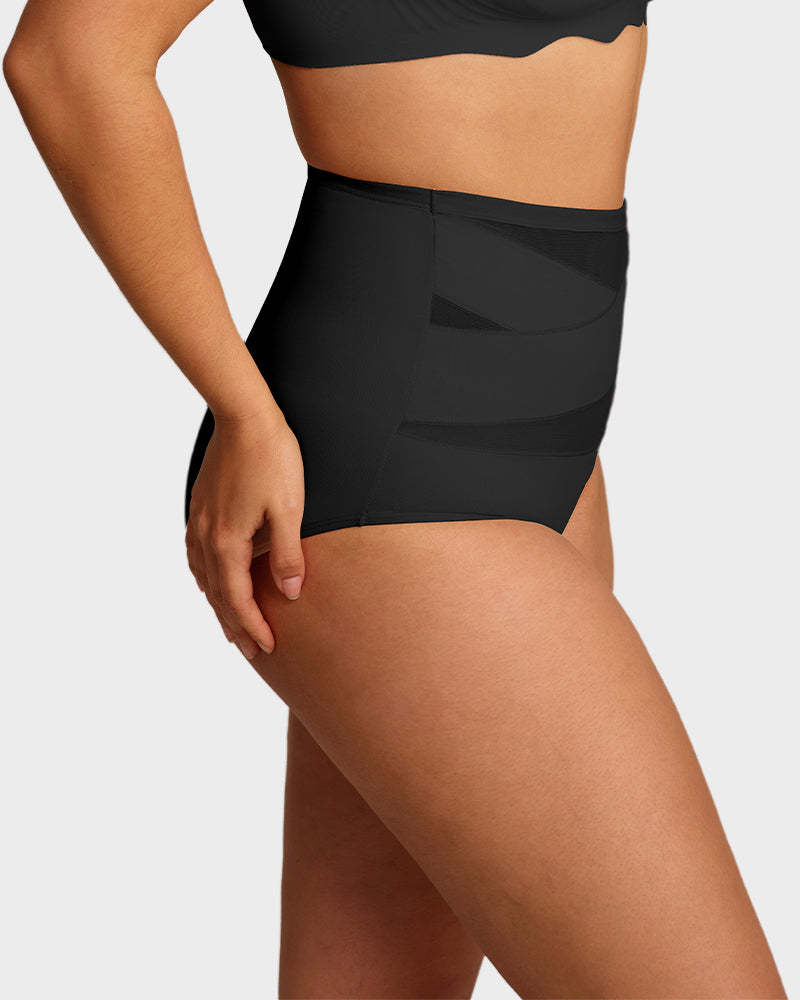 Plus-Size High-Waist Cross Tummy Control Panties-7