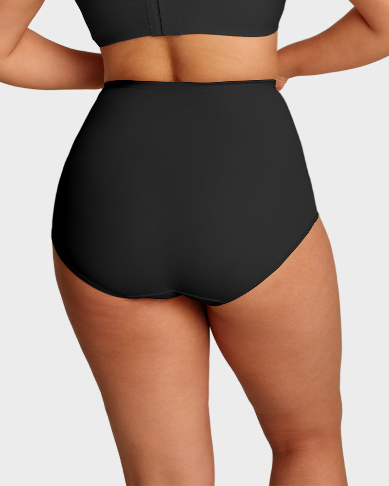 Plus-Size High-Waist Cross Tummy Control Panties-8