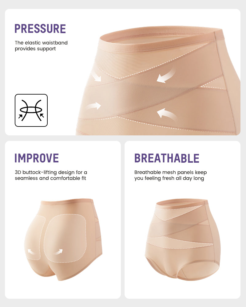 Plus-Size High-Waist Cross Tummy Control Panties-10