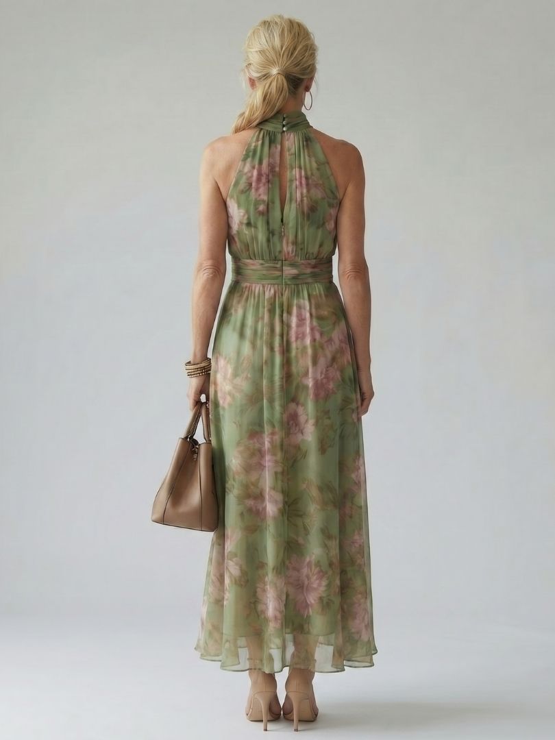 Mirelle | Gathered Halter Midi Dress-4