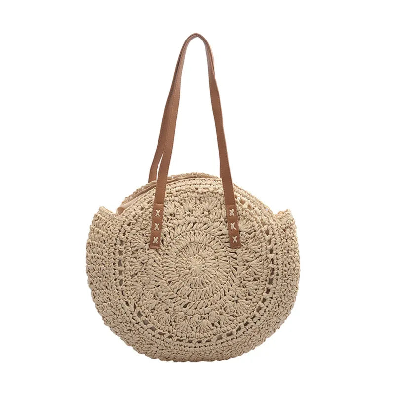 Bibian | Round hollow straw bag crochet bag-3