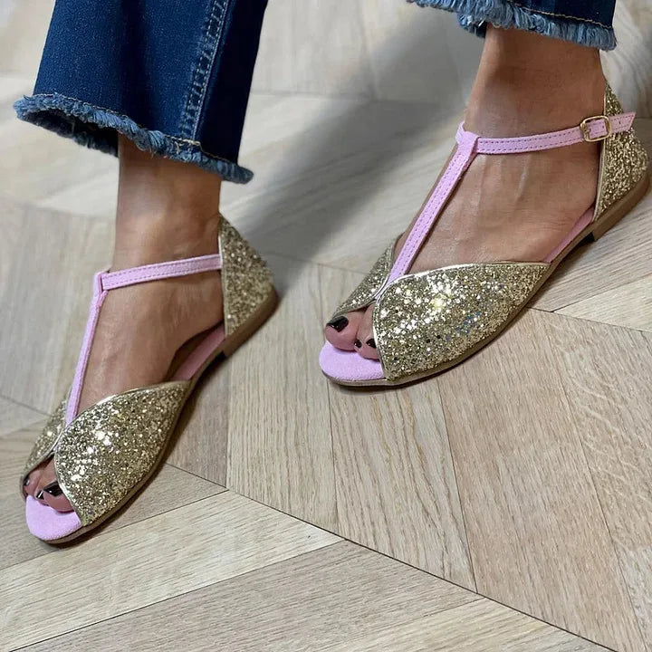 VANESSA | LEATHER SANDAL WITH T-BAR AND STABLE HEEL-2