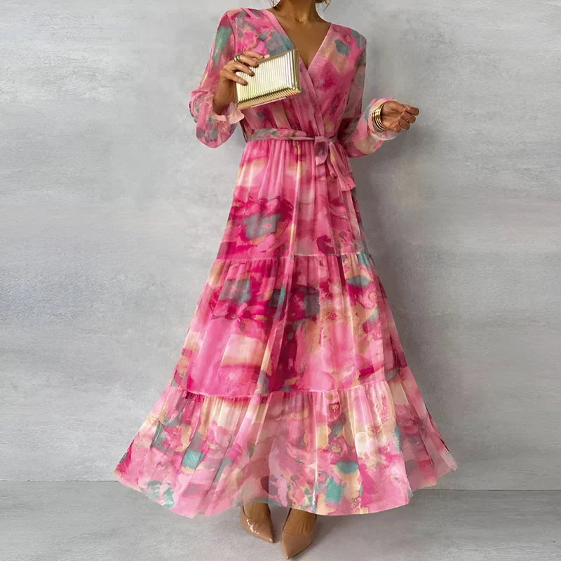 LUCIA | Long Summer Dress with Floral Pattern and Adjustable Silhouette-1