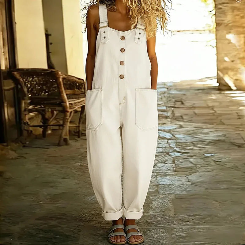 Saylor - Vintage Soft Cotton Denim-Look Overalls with Adjustable straps-4