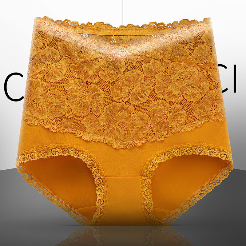 New Women's Floral Lace High Waist Hip Lifting Cotton Briefs-18