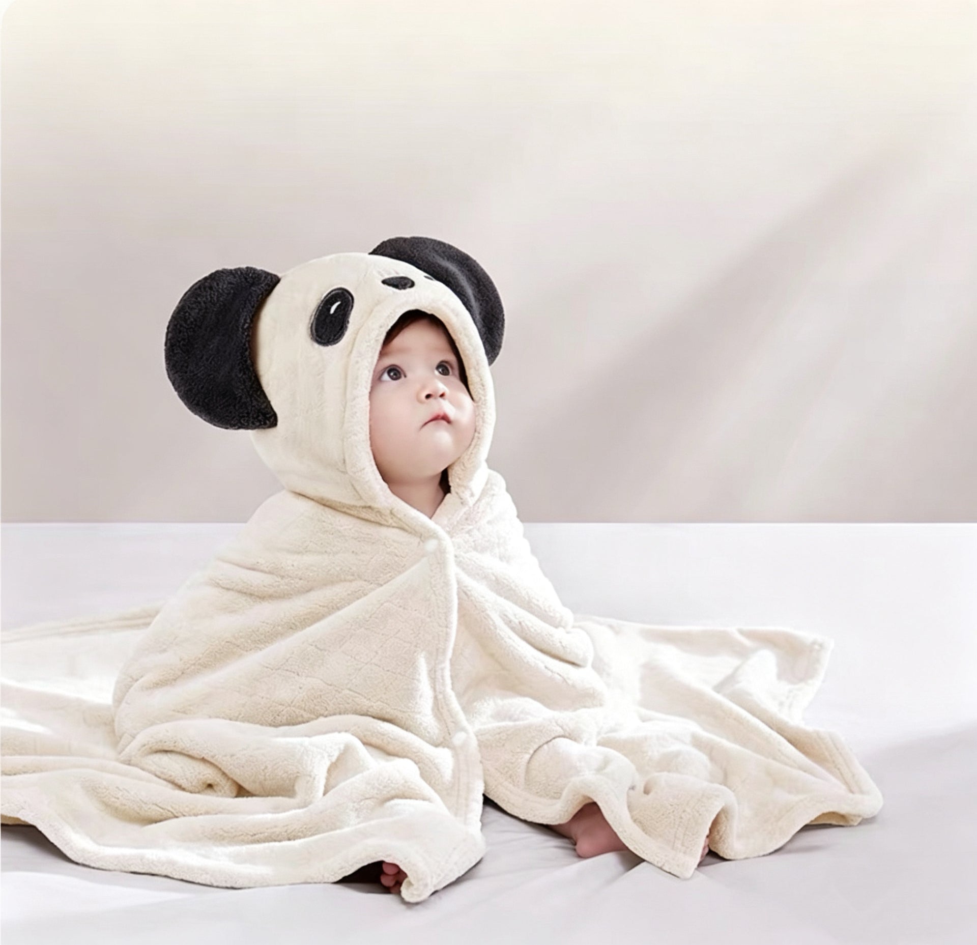 Cute Soft Coral Fleece Baby Hooded Bath Towel, Absorbent Quick Dry Large Towel