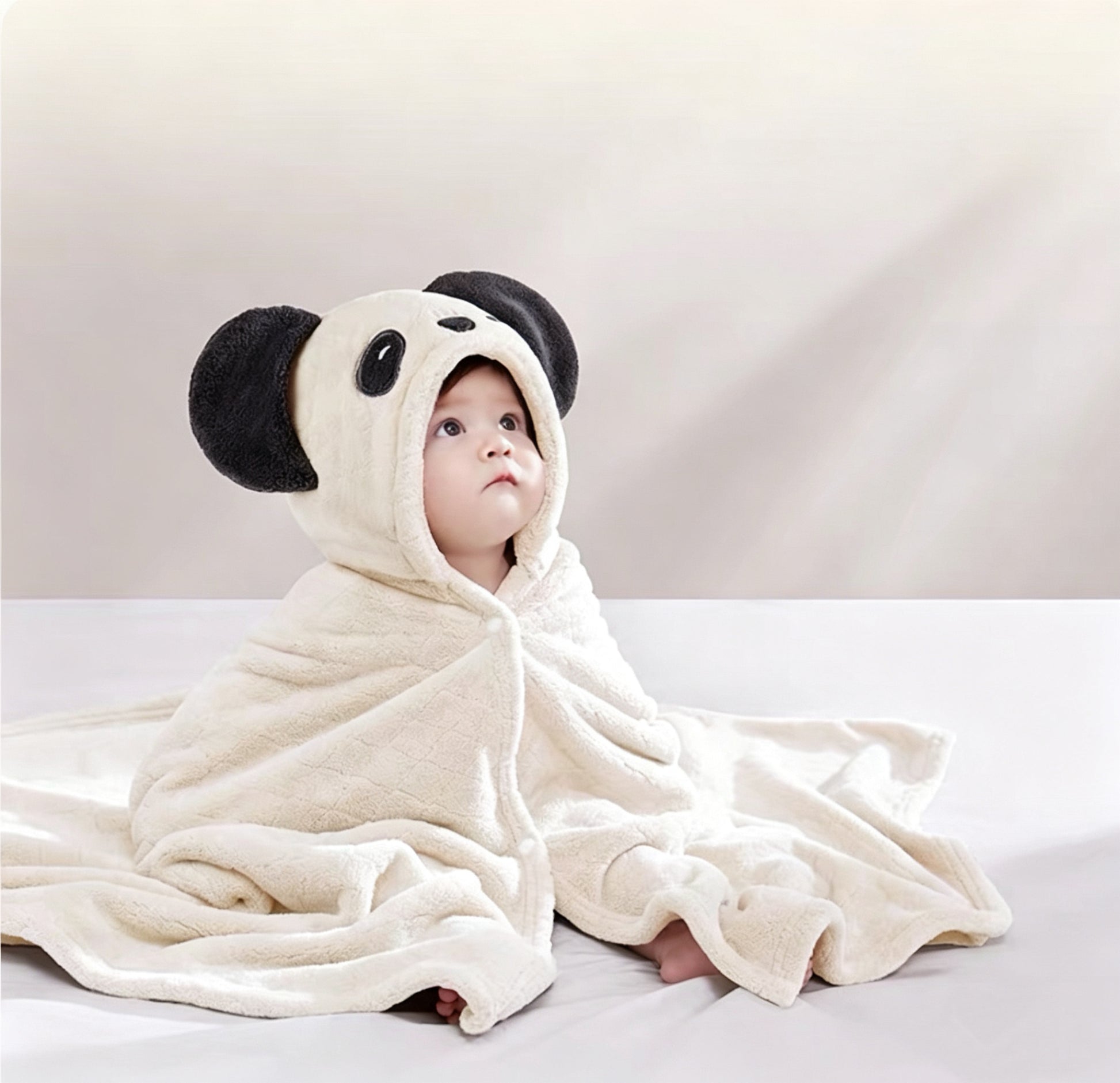 Cute Soft Coral Fleece Baby Hooded Bath Towel, Absorbent Quick Dry Large Towel-1